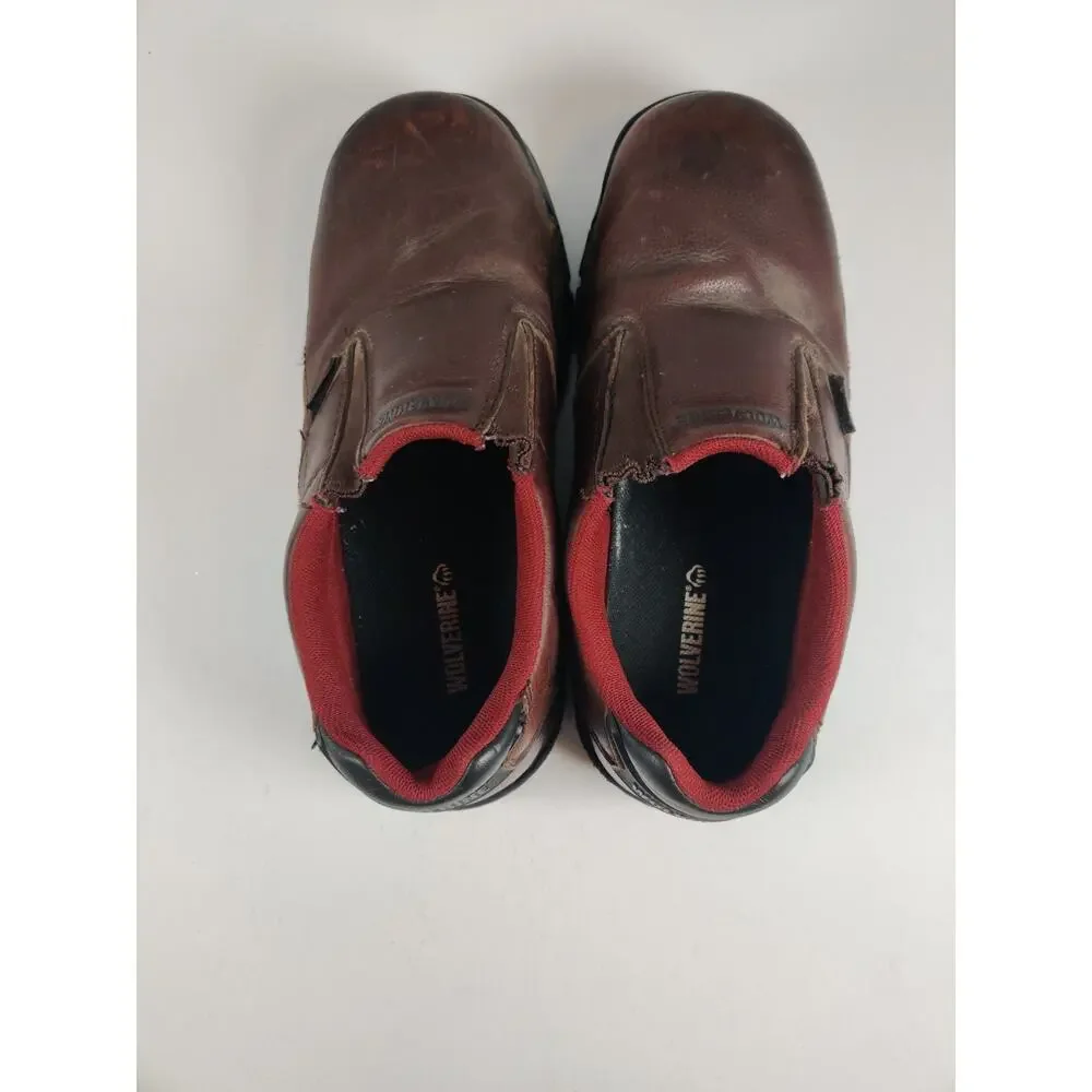 Wolverine Work Shoes Men's Size 9 EW Steel Toe Brown Slip Resistant Slip-On